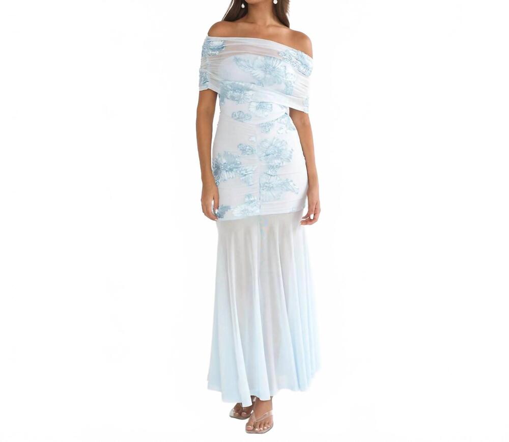 NEW ONE AND ONLY COLLECTIVE floral embellished midi dress in blue